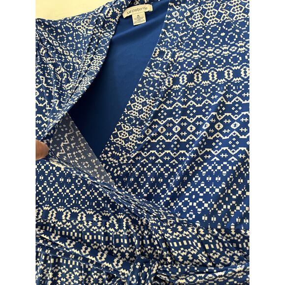 Liz Claiborne Faux Wrap Dress Womens Size XL Tie Waist Feminine Church Work - Picture 5 of 15
